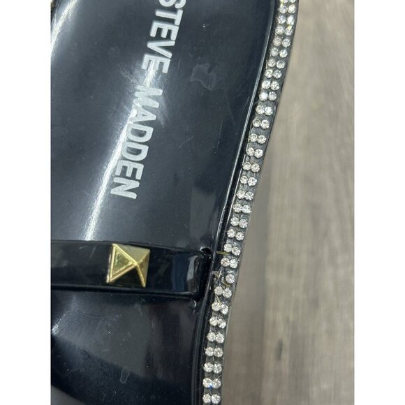 Steve Madden Jellah sandals size 7 Black Rhinestone Pearl Studded Jelly Slide - Picture 8 of 9